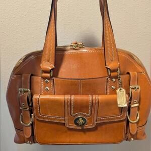 2007 Y2K Coach Hamptons Whiskey Leather Satchel In Good Condition 11085 Purse